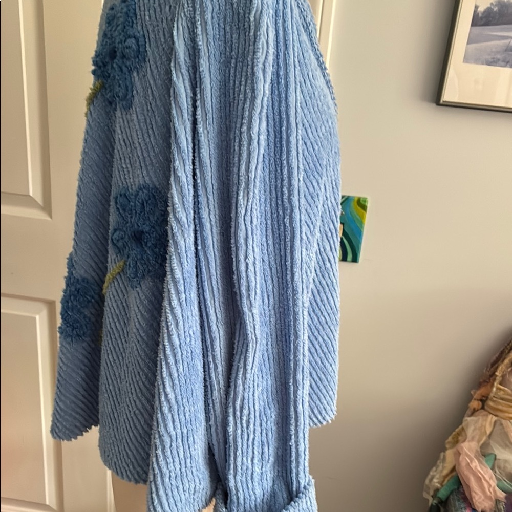 Hand crafted chenille Blue Women's swing jacket - Picture 3 of 10